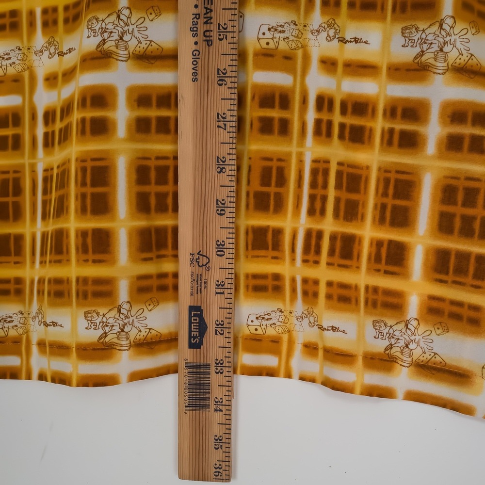 Raw Blue Button Down Shirt Mens XL Yellow Grid Dice Graphic Print Polyester - Picture 12 of 13